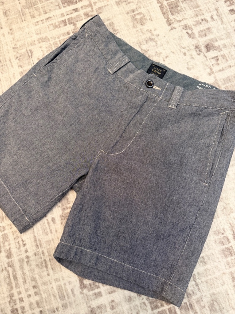 J.Crew Men’s Stretch Chino Shorts 29x7 Gray Flat Front Casual Summer